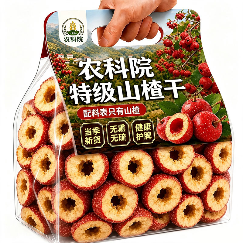 特级无核山楂干山楂圈山楂片泡茶片新鲜去核空心泡水喝的冻干健康