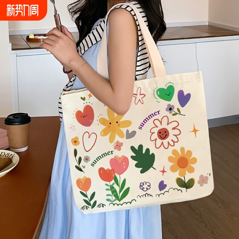 帆布包2025女结实大容量新款单肩布袋上班通勤包包手提袋拉链时尚