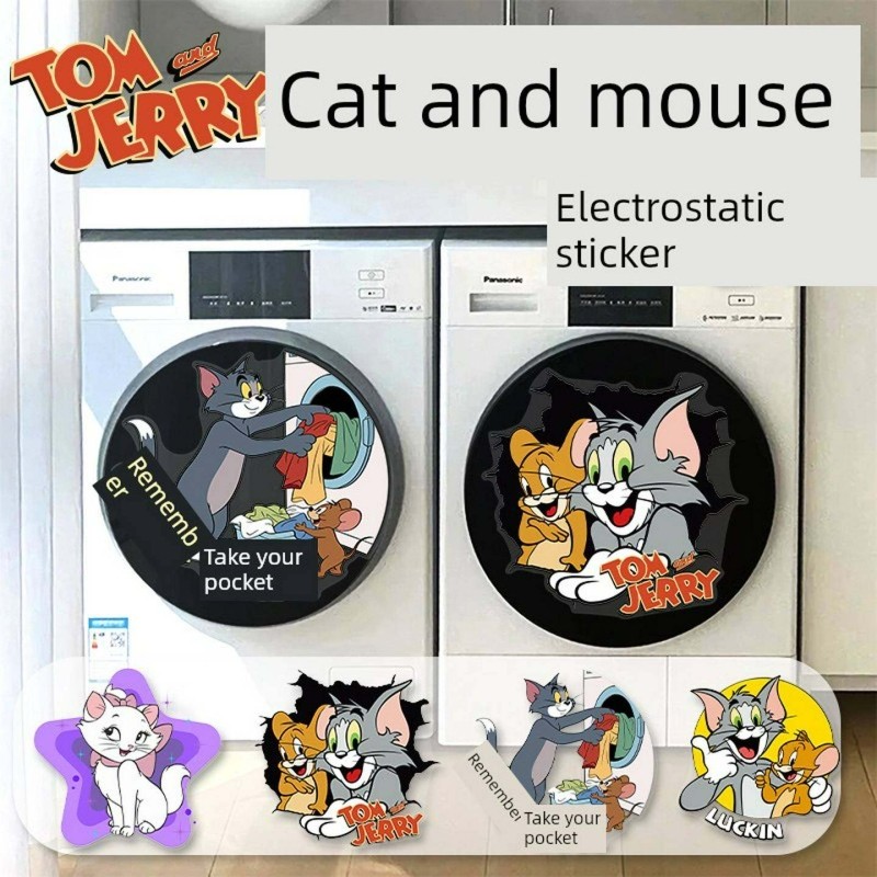汤姆和杰瑞鼓洗衣机贴纸冰箱装饰贴纸防水窗户贴纸玻璃贴纸静电贴,家居饰品,其他贴饰,淘宝优惠券,粉丝福利购,淘宝优惠卷