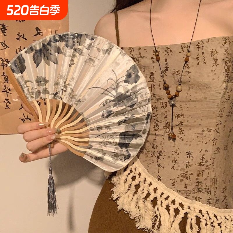 小扇子随身便携古风贝壳扇折叠清凉扇道具汉服古典中国风扇子折扇