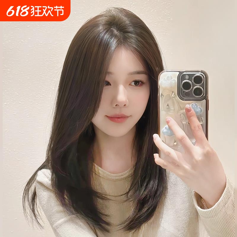 初恋假发全头套女前额蕾丝减龄锁骨发仿真人整顶刘海高层自然发型