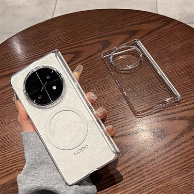 适用oppofindn5手机壳全包铰链中轴OPPOFindn3保护套折叠屏磁吸车载磁吸透明N5硬壳高清简约findn3手机壳防摔