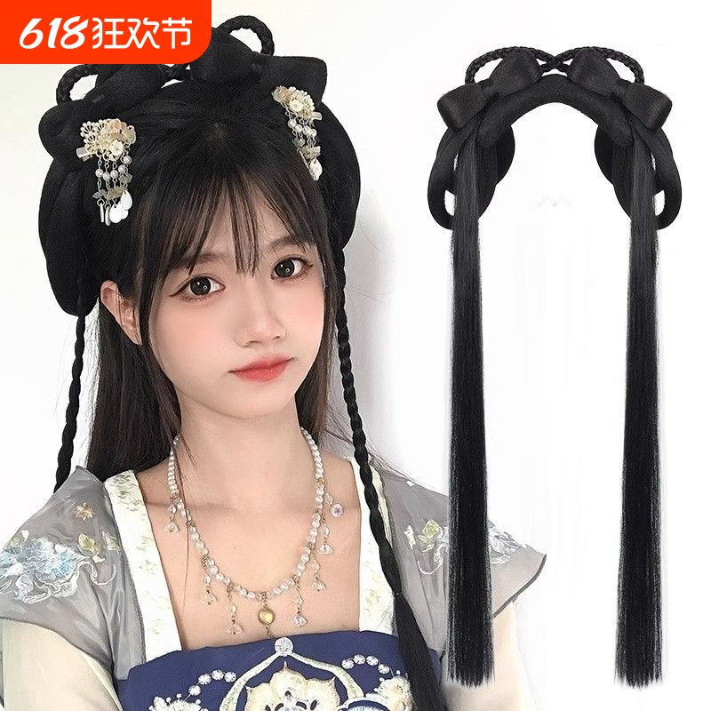 汉服头饰假发女一体式发箍软发髻古装配饰盘发古风发包发饰模特