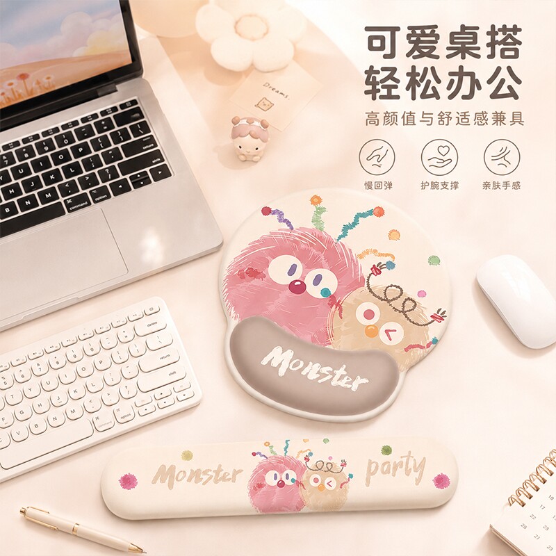 鼠标垫护腕女生办公游戏记忆棉手托加厚手腕垫键盘滑鼠垫高颜值图片