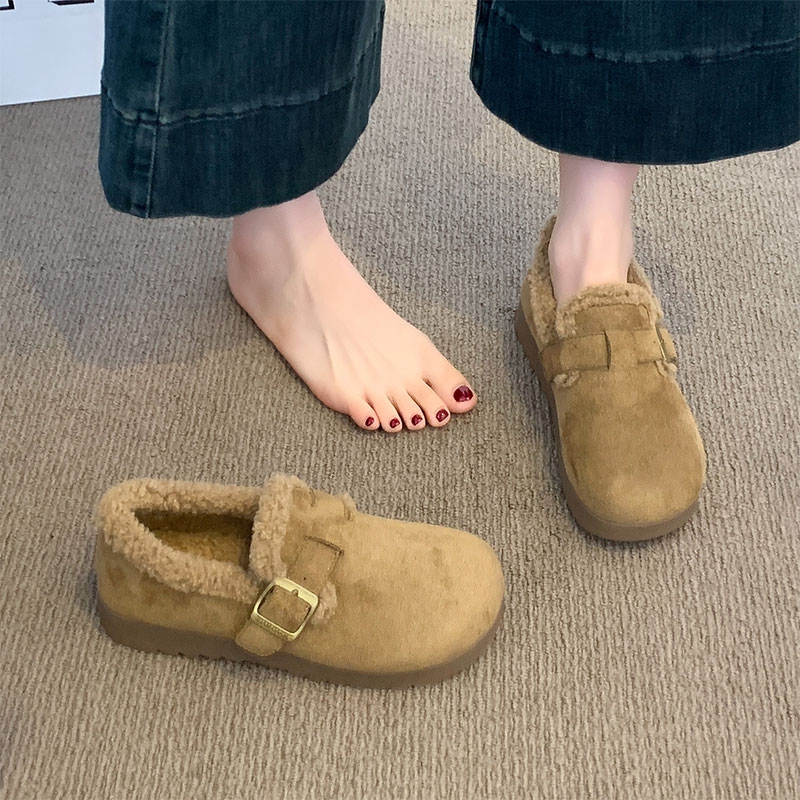 厚底勃肯鞋女款2025新款秋冬季加绒保暖毛毛鞋防滑雪地棉鞋子女鞋