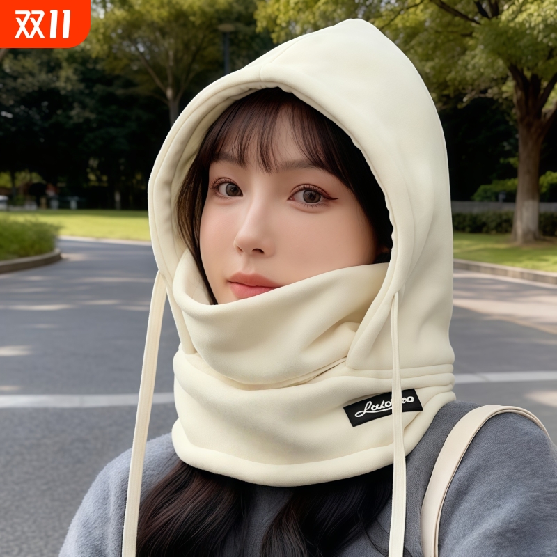 冬季帽子围巾两件套口罩三合一保暖护耳神器骑车防寒加厚加绒护脸