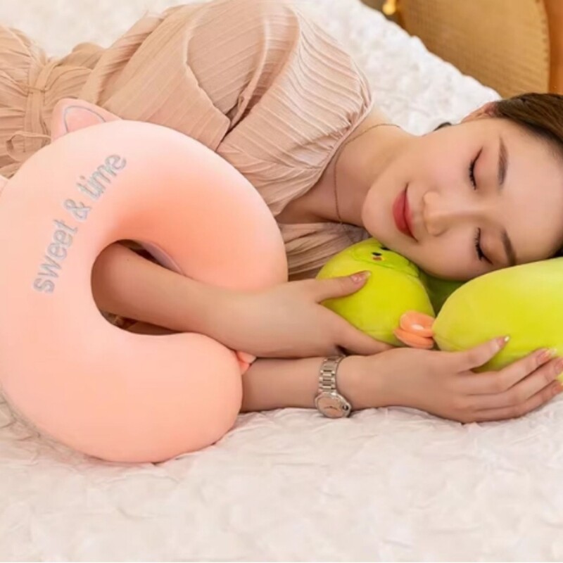 纯色颈枕 U型枕pp棉舒适开车旅行护颈枕办公室趴睡午休枕