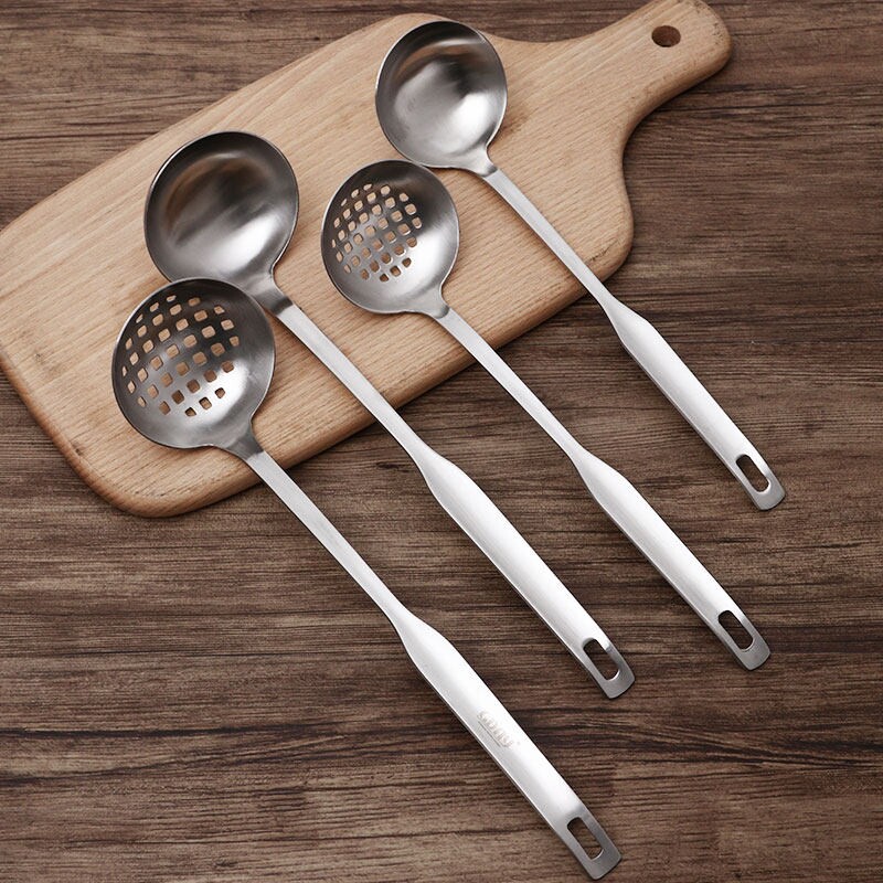 德国不锈钢勺子火锅勺火锅汤勺漏勺加厚款长柄勺漏勺汤勺火锅汤壳