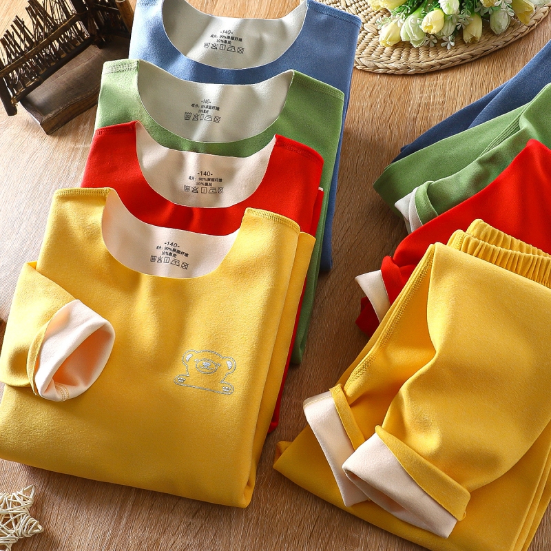 儿童德绒套装秋冬新款男童秋衣秋