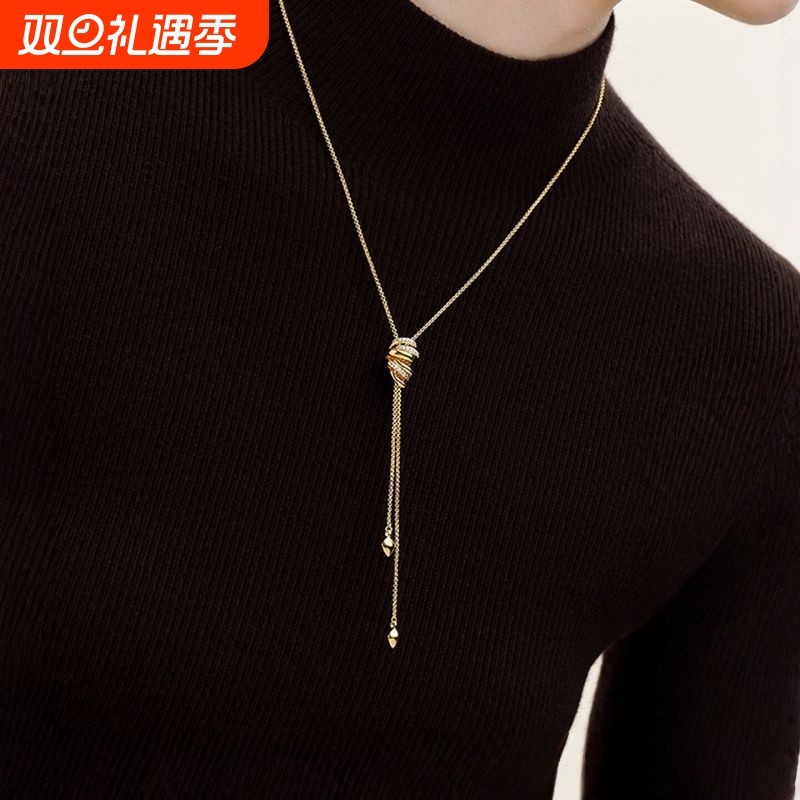 明星同款Onchic缠绕丝带项链秋冬毛衣链女中长款小众轻奢高级感
