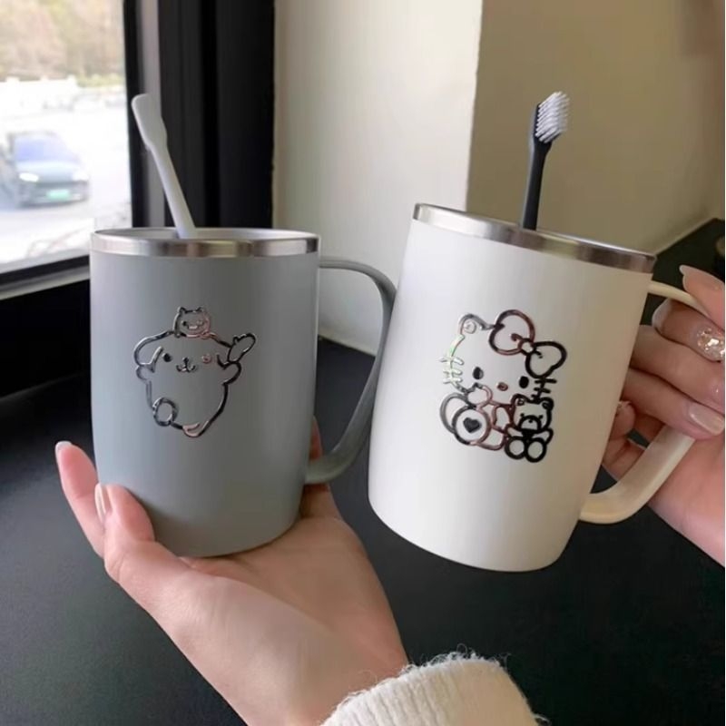 日本漱口杯304不锈钢2025新款刷牙杯子防霉情侣带手柄牙缸洗漱杯