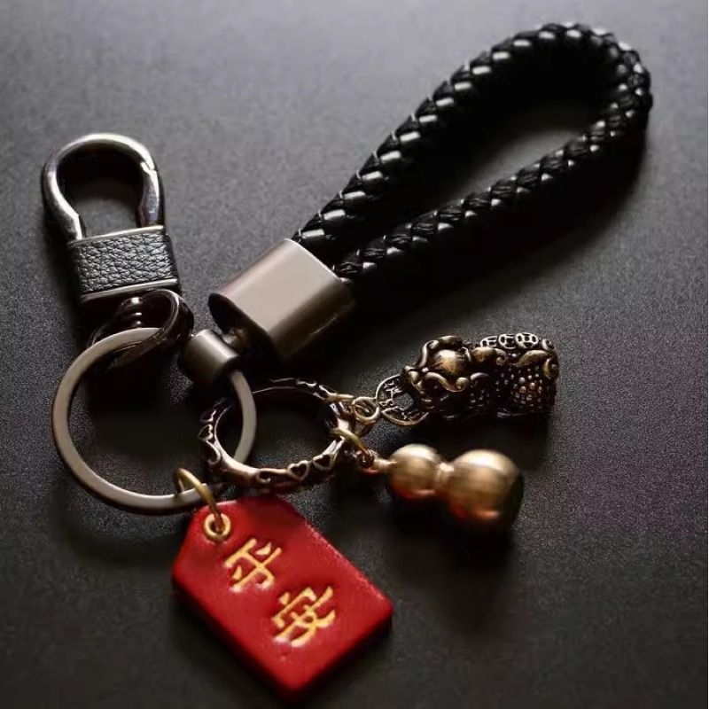 钥匙链圈创意纯铜貔貅钥匙扣手工编织绳个性礼物男女汽车钥匙挂件