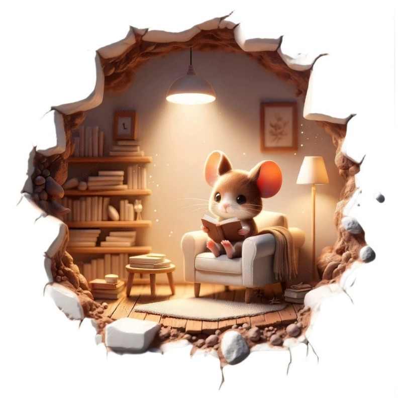 窟窿遮挡墙贴3d立体玻璃贴纸墙面冰箱米奇贴画厨房防水客厅餐厅