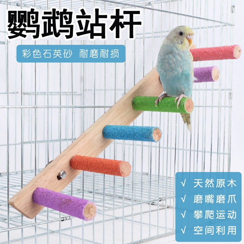 加粗鸟类磨爪棒 鹦鹉磨嘴牙石玩具 玄凤牡丹鸟专用站棍 随机颜色