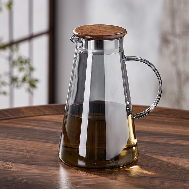 冷水壶家用客厅储水加厚凉水壶玻璃耐高温凉水杯大容量中式泡茶壶