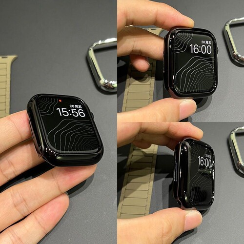 适用苹果applewatch10保护壳s9手表Ultra半包表壳iwatch8/7/6/5/4SE防摔TPU49硬壳42/46mm黑色透明全包边框