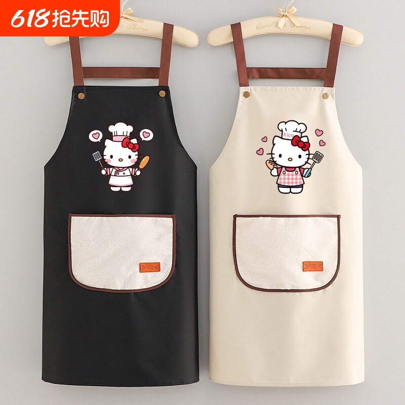 HelloKitty可爱厨房围裙防油污春秋款薄擦手款乌萨奇围裙防