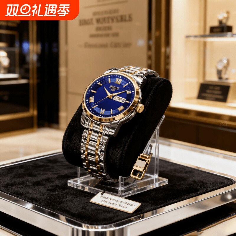 正品名牌钢带商务防水石英腕表高级感男士男款手表全自动非机械表