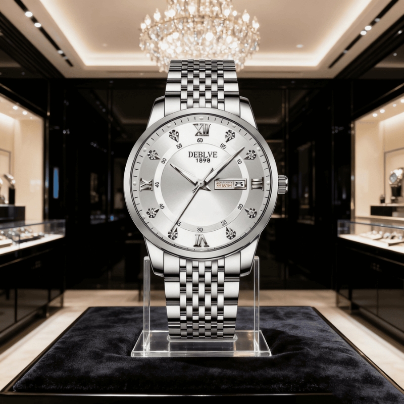 全自动男表手表男款机械风全自动防水数字双日历防水腕表男高级感