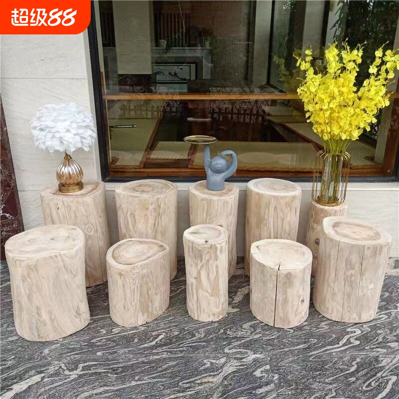 实木凳子简约时尚根雕造型摆设