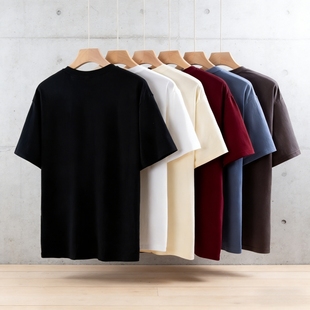 舒适百搭打底T恤短袖 新款 时尚 t恤纯色夏季 上衣 纯棉重磅男短袖