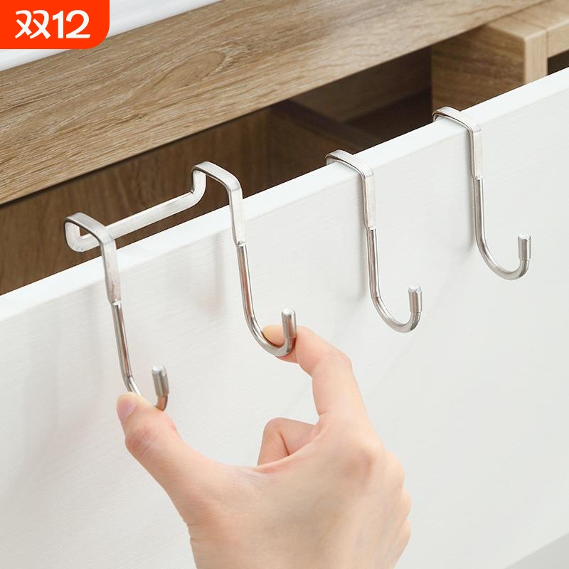 不锈钢床边柜门挂钩宿舍双钩S型挂勾挂衣服浴室厨房挂架S勾子门后
