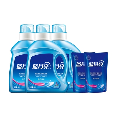 蓝月亮增艳亮白洗衣液薰衣草1kg*3瓶+500g*2袋