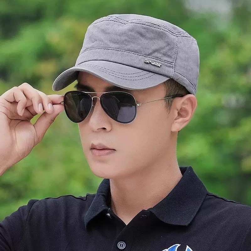 帽子男士春秋短檐平顶鸭舌帽休闲百搭夏季太阳防晒四季新款棒球帽