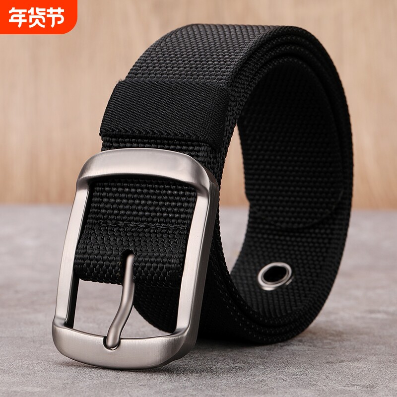 3.5男士皮带2025夏季时尚青年帆布韩版休闲尼龙针扣腰带裤带编