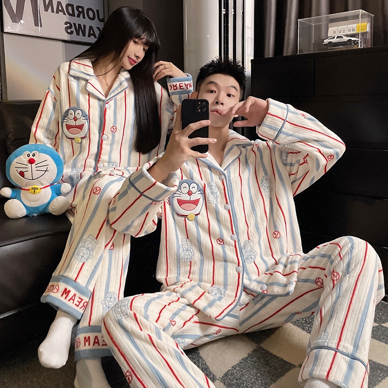 珊瑚绒情侣睡衣秋冬季加厚家居服