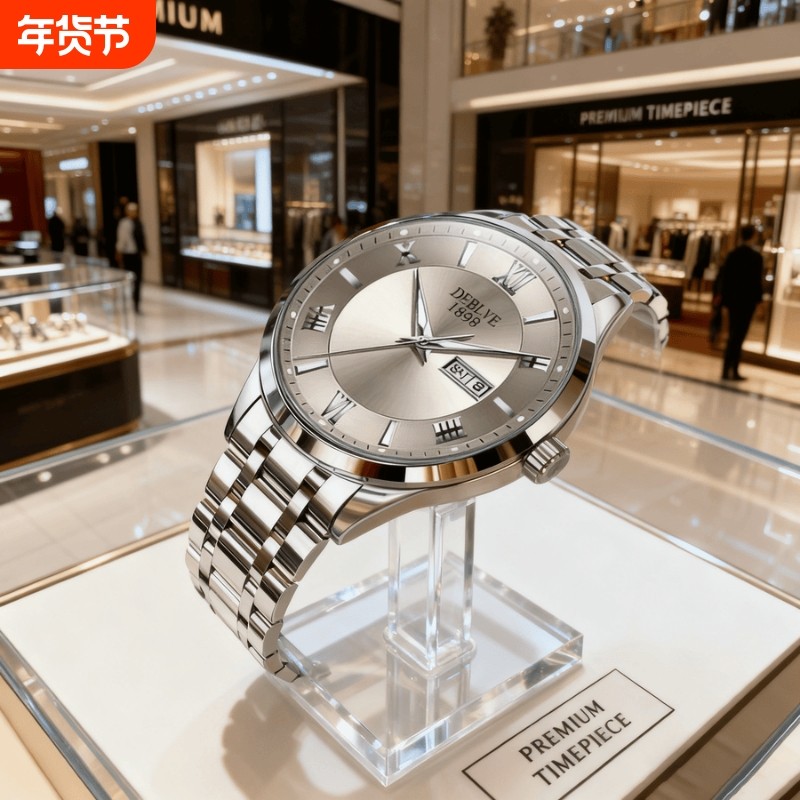 全自动男表手表男款机械风全自动防水数字双日历防水腕表男高级感