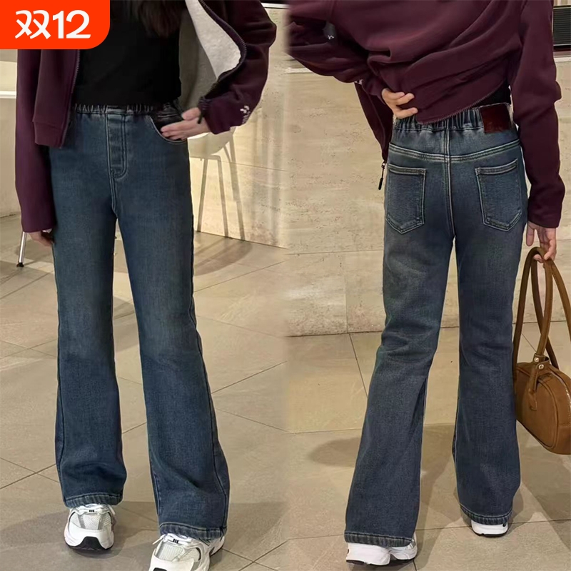 女童修身显瘦弹力牛仔微喇裤