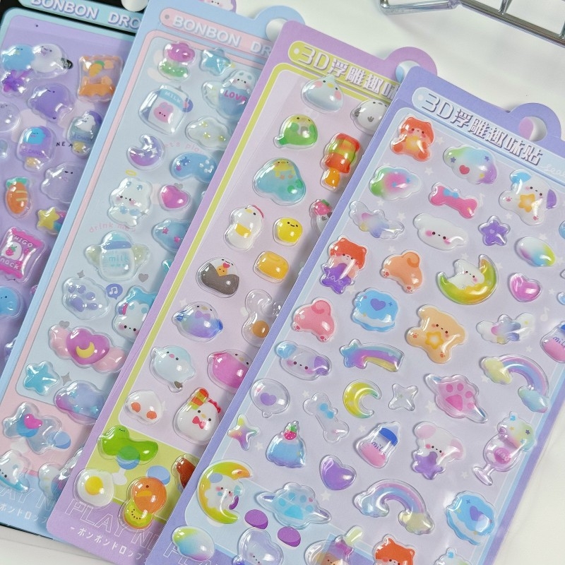 超萌动物系列3D浮雕贴纸可爱生活
