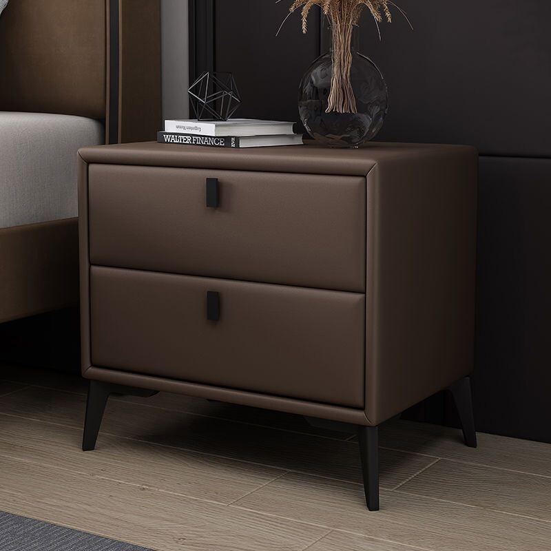 a床头柜轻奢皮质储物柜简易款现代简约小型卧室网红实木床边小柜