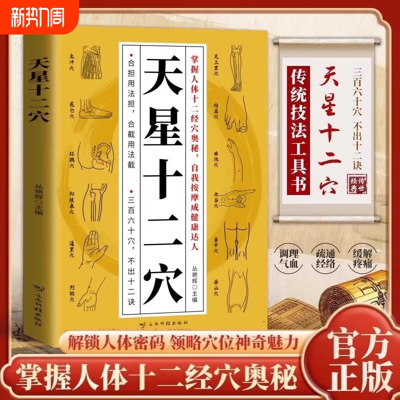 天星十二穴正版人体全身经络穴位图 道家全真派七子马丹阳金针度世心