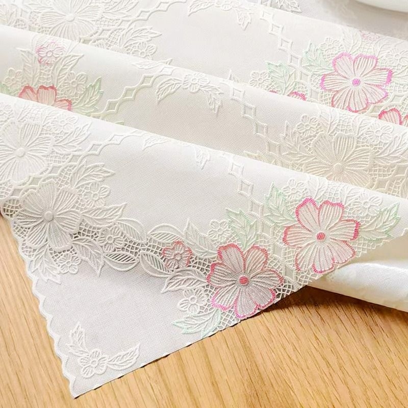 桌布防水防烫防油免洗蕾丝PVC餐桌布北欧茶几桌垫书桌ins学生布艺