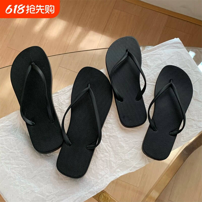 细细条 休闲男女夹脚凉拖鞋日系简约纯色百搭情侣夏人字拖沙滩鞋