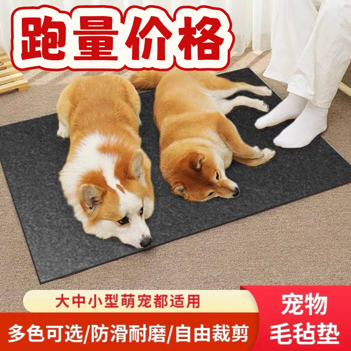 狗垫子宠物地垫防撕咬耐磨四季睡觉用防滑猫狗笼窝围栏脚垫板地毯