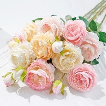 牡丹仿真花玫瑰花束鲜花家居客厅落地装饰干花假花绢花摆件摆放