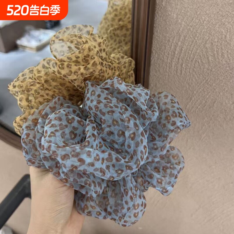 韩版爆款奶雾豹纹韩系慵懒大肠发圈时尚百搭气质发饰2026年新款