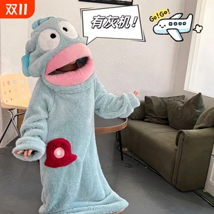 2025新款 珊瑚绒可爱搞怪连帽睡袍保暖 小丑鱼儿童连体睡衣秋冬季
