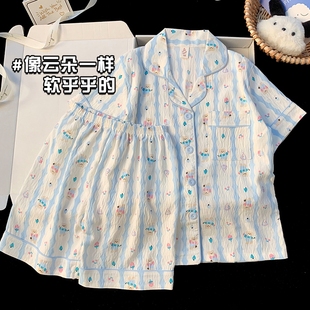 甜美女童家居服套裝 小熊款 小女孩2025新款 短褲 兒童睡衣女夏季 短袖