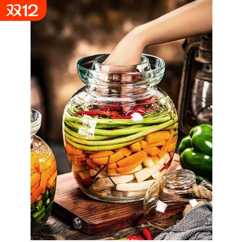 加厚泡菜坛子玻璃密封罐家用食品级咸菜酸菜缸腌菜罐四川泡菜坛