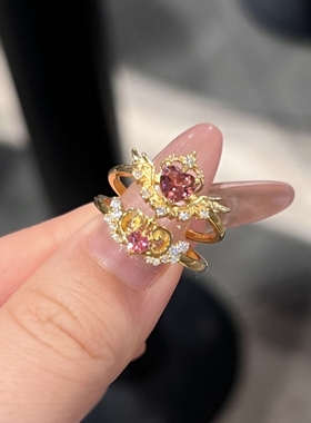 「神圣羽翼」甜美爱心锆石翅膀戒指宫廷风轻奢精致公主美少女指戒