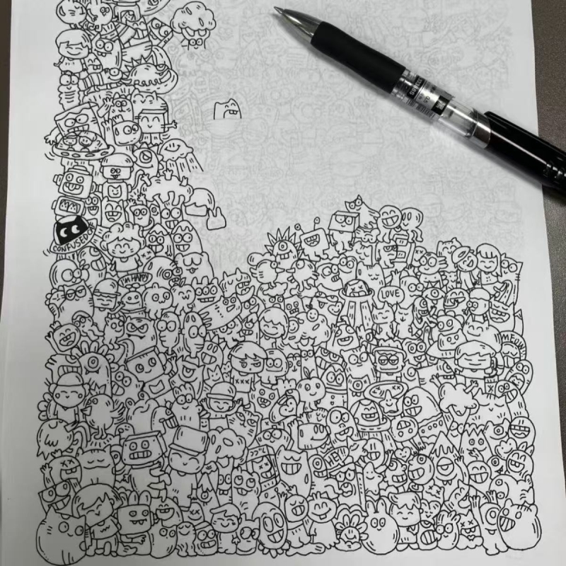 上班上课偷懒摸鱼解压描摹本