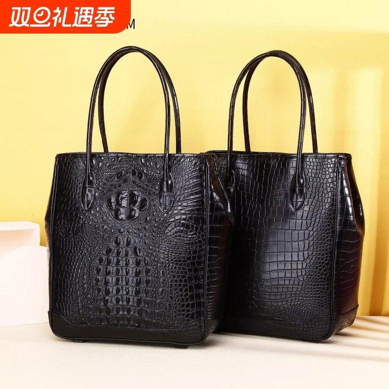 新款百搭时尚鳄鱼肚纹手提包经典竖款特托包大容量男包