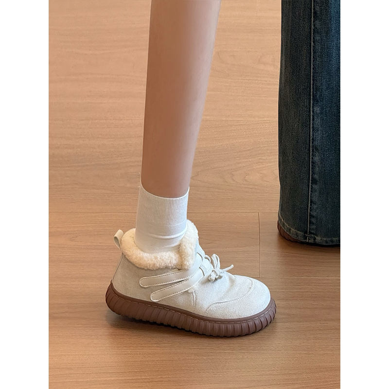 壹梨雪地靴女2025冬季新款保暖加绒加厚皮毛一体毛毛棉鞋厚底棉靴