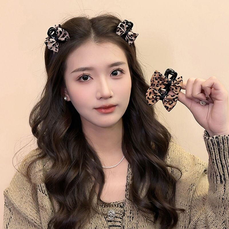 秋冬复古豹纹蝴蝶结小抓夹女高级感小清新2026新款公主头发夹侧边