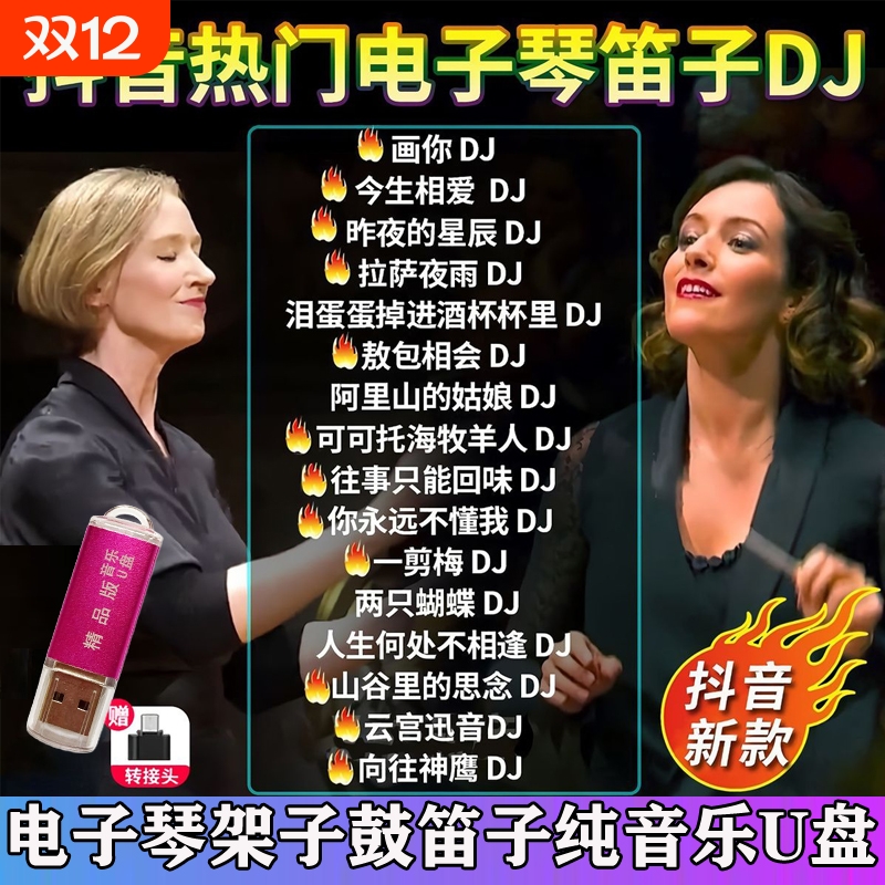 重低音抖音流行电子琴笛子纯音乐DJ车载U盘无损高音质动感嗨曲MP3