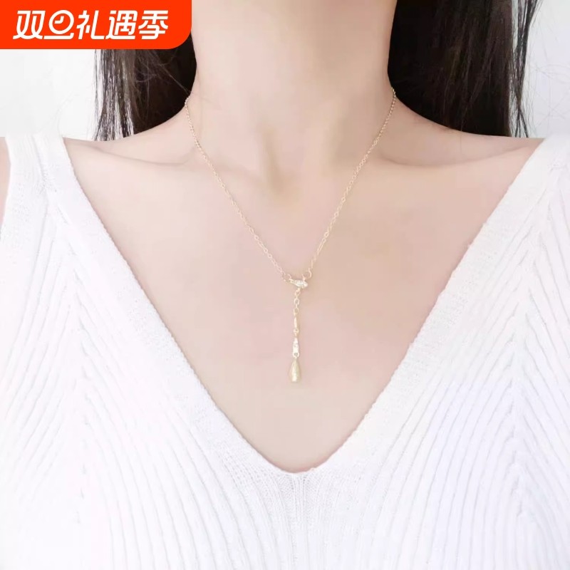 简约水滴闪钻项链女2025新款轻奢小众高级感时尚百搭锁骨颈链配饰